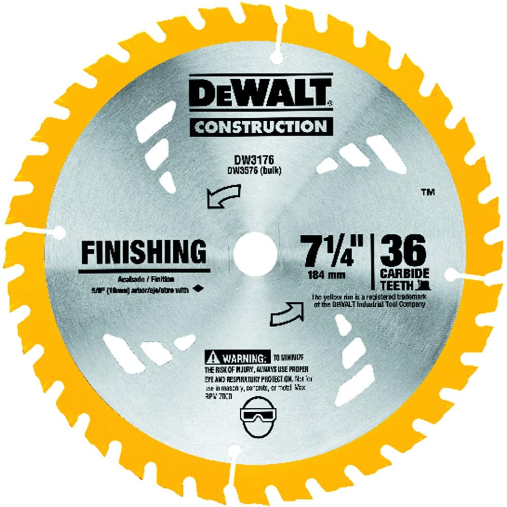 Blade, Circular Saw, Wood Cutting, 7-1/4" X 36 Tooth, Dw3176