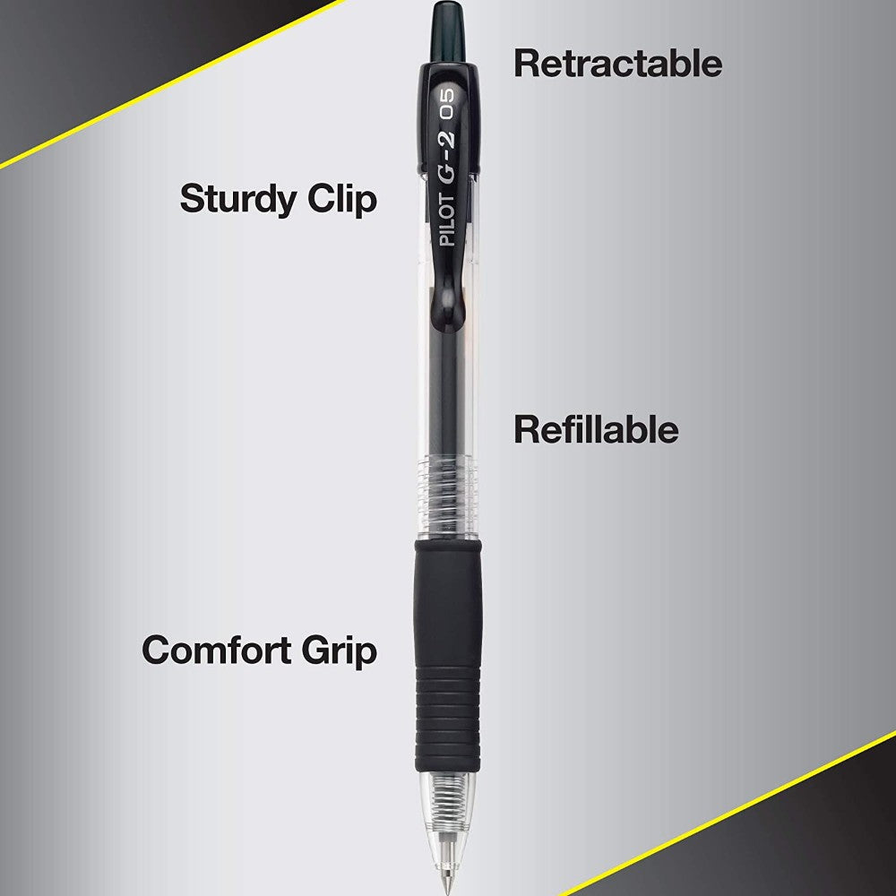 Pilot G2 Retractable Premium Gel Ink Roller Ball Pens, Fine Pt, Dozen Box, Black