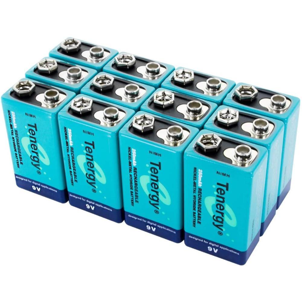 12 Pieces Of 9V 250Mah Nimh High Capacity Rechargeable Batteries - TagTorch