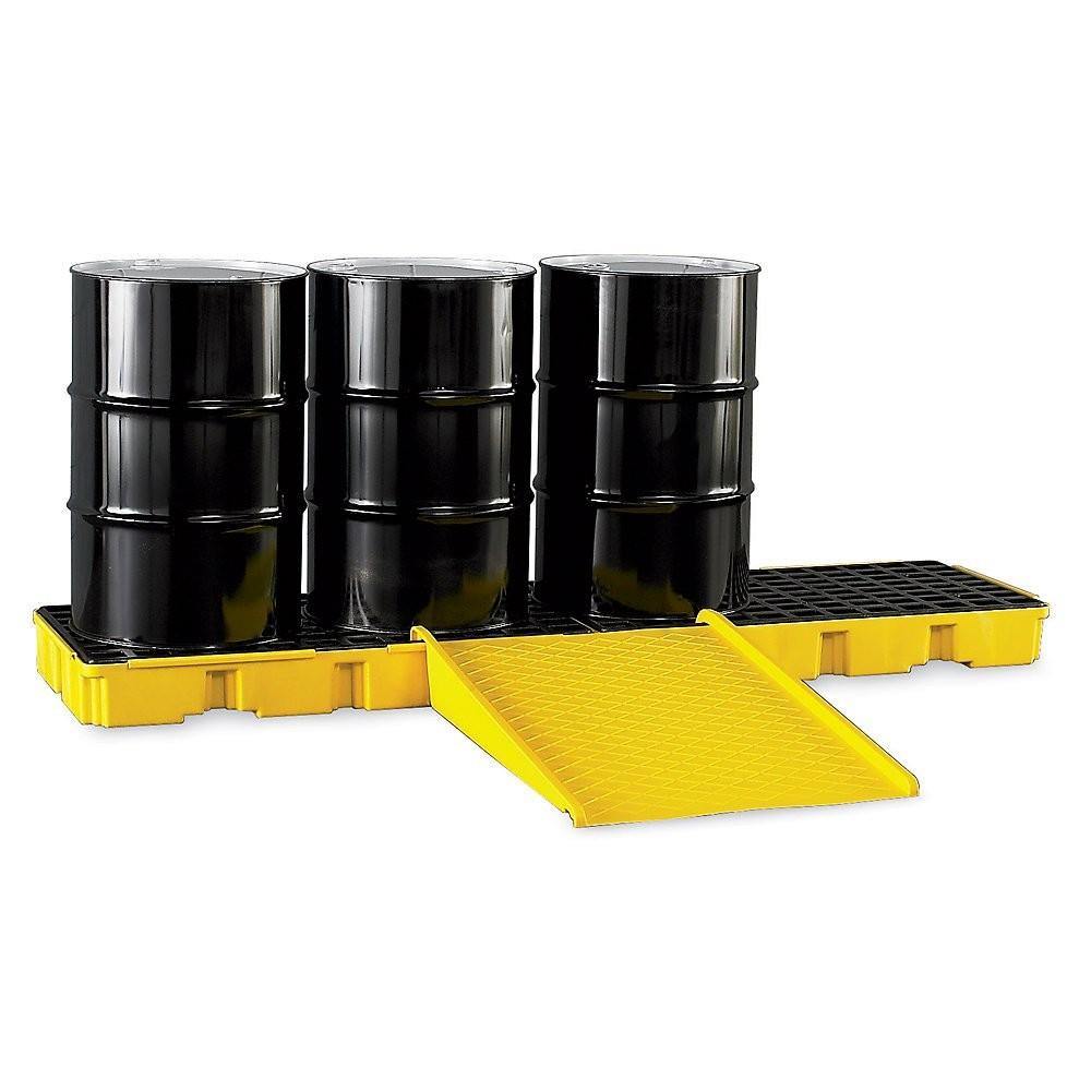 4-Drum In-Line Containment Platform - Yellow With Drain, Model: 1647D - TagTorch