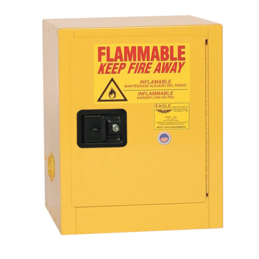 Bench Top Flammable Liquid Safety Cabinet - 4 Gallon, 1 Shelf, 1 Door, Self-Close, Yellow, Model: 1903X