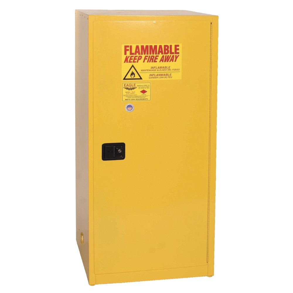 Flammable Liquid Safety Cabinet - 60 Gallon, 2 Shelves, 1 Door, Manual Close, Yellow, Model: 1961X