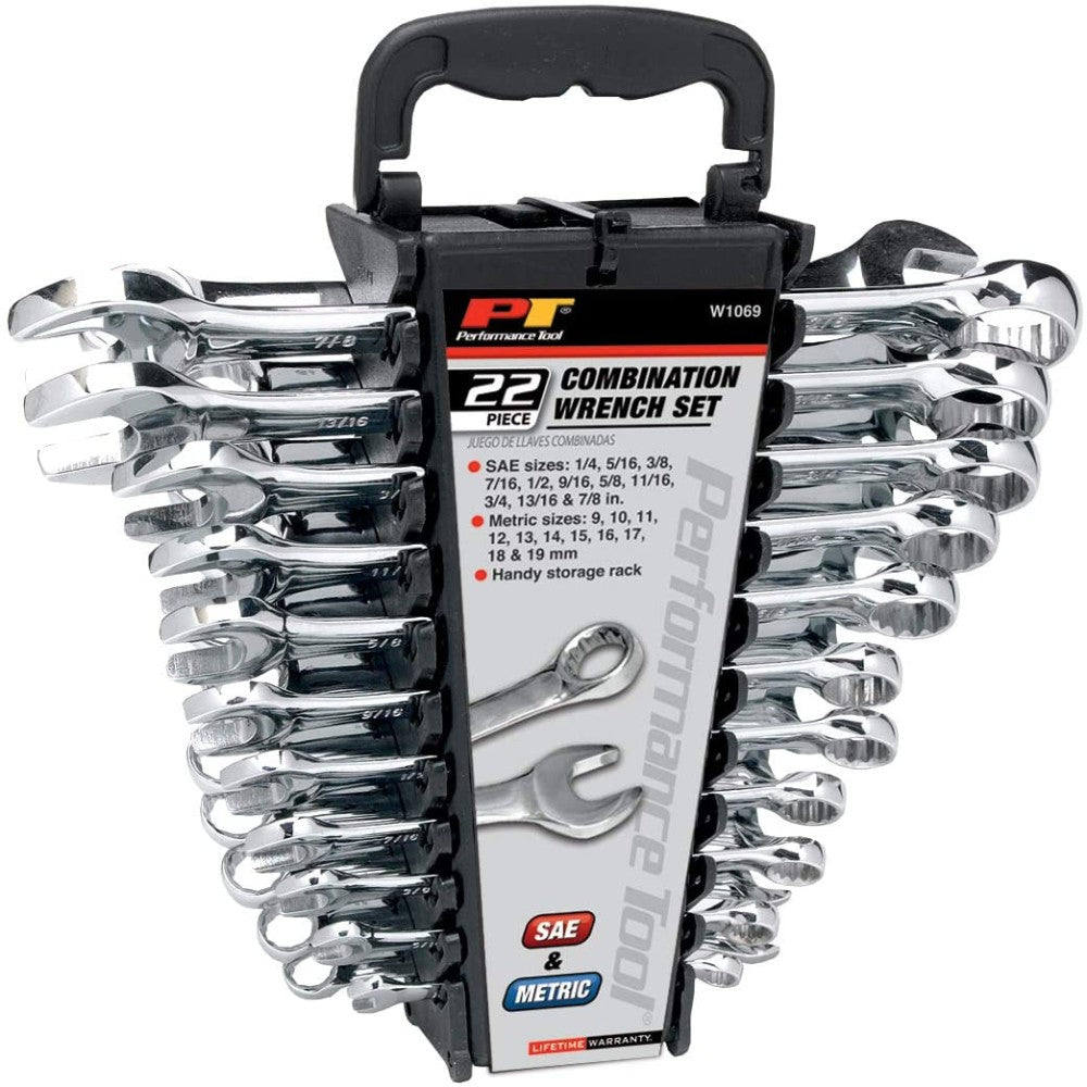 New Craftsman 22Pc Sae Std Metric Combination Wrench Set 12 Pt Tools, 7 To
24 Size Open And Close End Wrench Performance Tool W1069