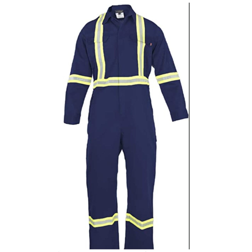Coveralls, Men’S, Flame Retardant, W/Reflective Striping, Daletec®, Navy Blue, Large/Regular
