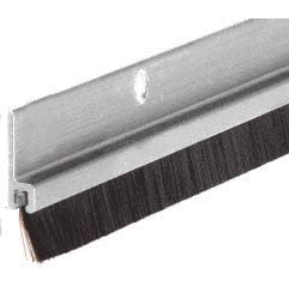 Bottom- Mount Weather Stripping Flexible Brush, Black Nylon, Dark Brown Aluminum Flange Materials 3 Feet Length
