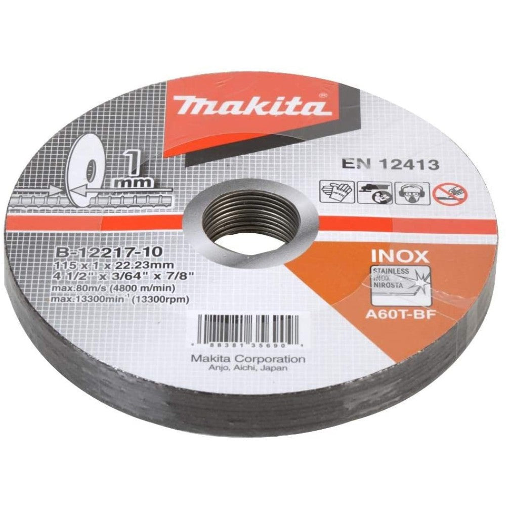 Makita Thin Cutting Wheels 115Mm X 1.0 X 22.23Mm Part # B-12217 10Ea Per Pack