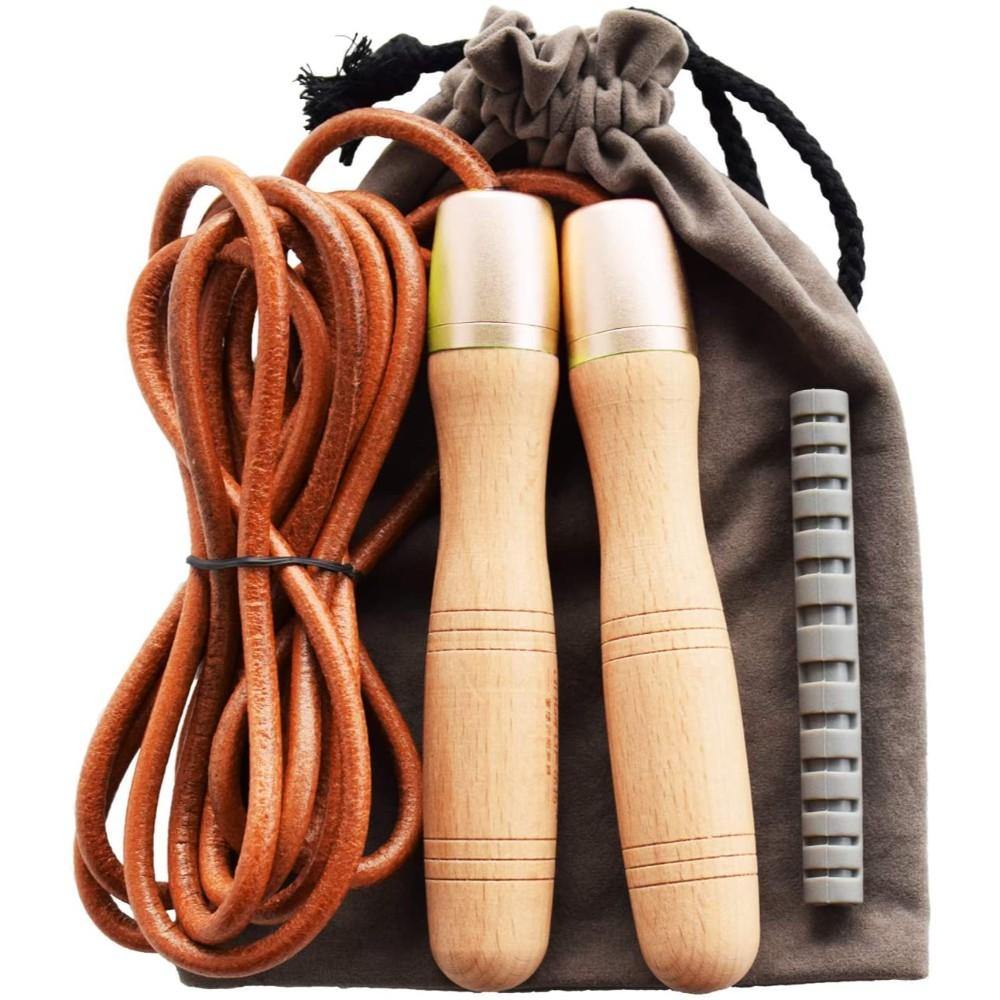 Activity: Jump Rope Material: Leathercolor: Brown, Blacklength: 9-1/2 Feetball Bearing Swivel And Foam Handles - TagTorch
