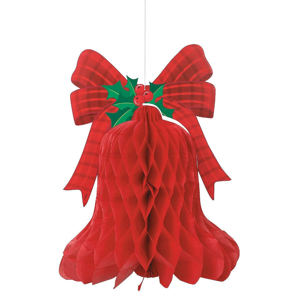 Red Christmas Bell Honeycomb Hanging Decoration 13902868