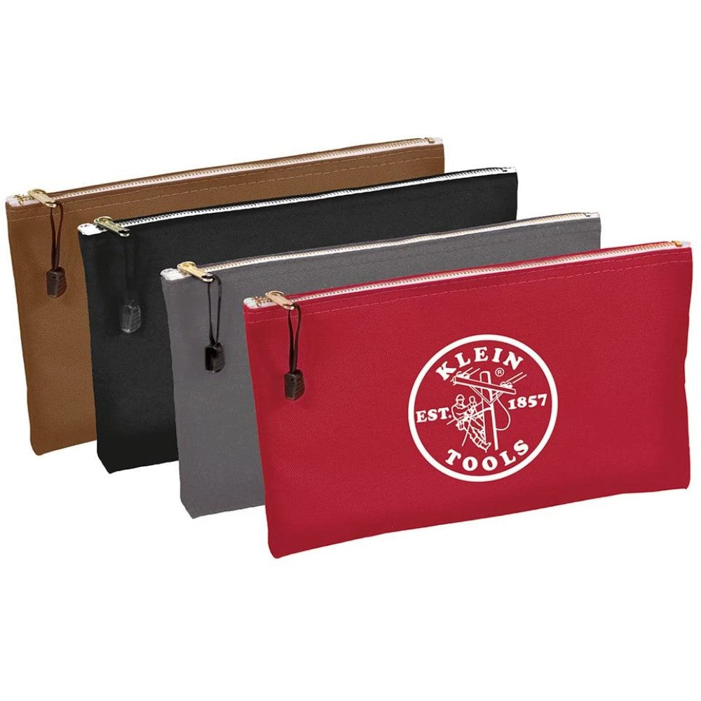 Utility Bag, Zipper Tool Bags In Brown, Black, Gray, Red, 12.5-Inch Canvass, 4 Piece Klein Tools 5141