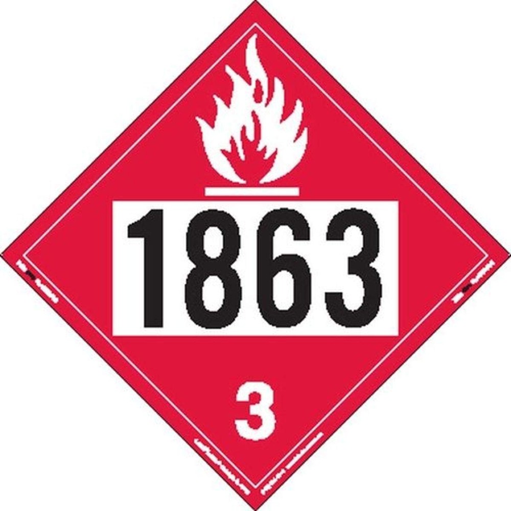 Zez21863 Un 1863 Flammable Liquid Hazmat Placard, ZVR21863 UN 1863