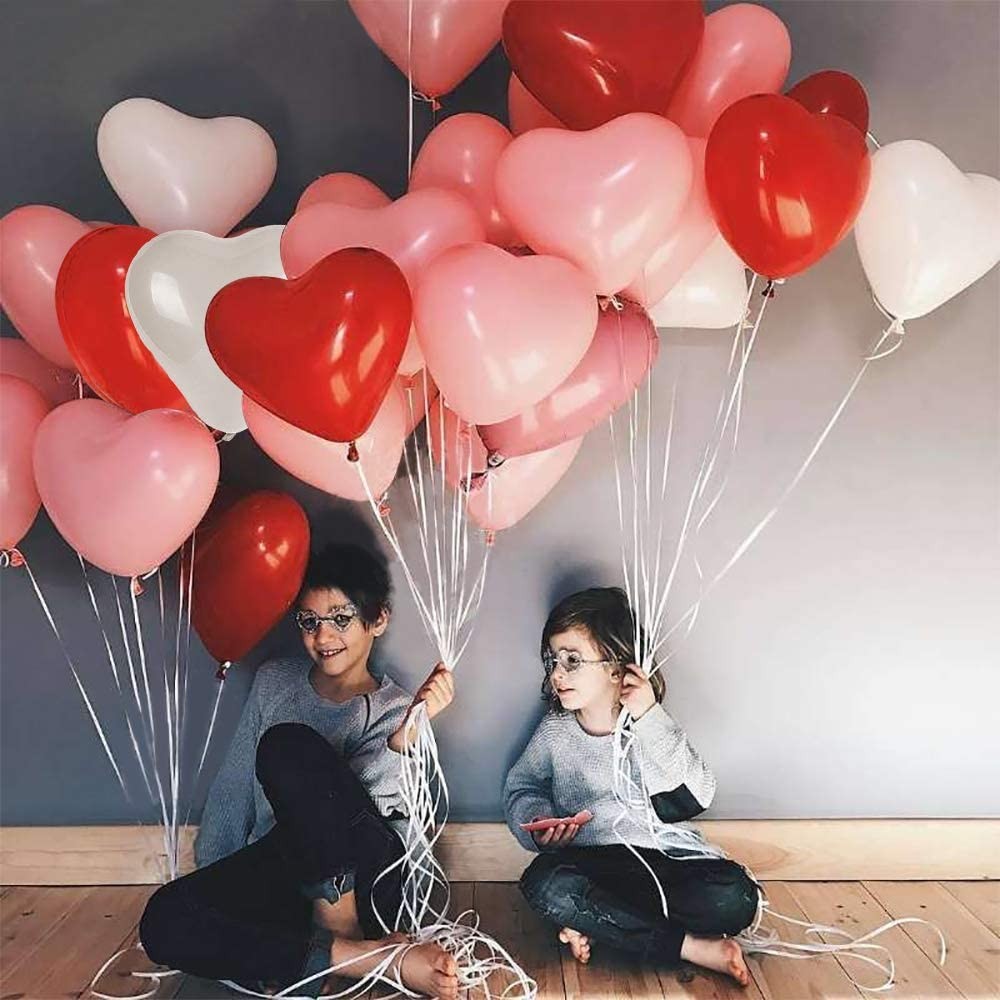 Heart Shape Balloons (White & Red)