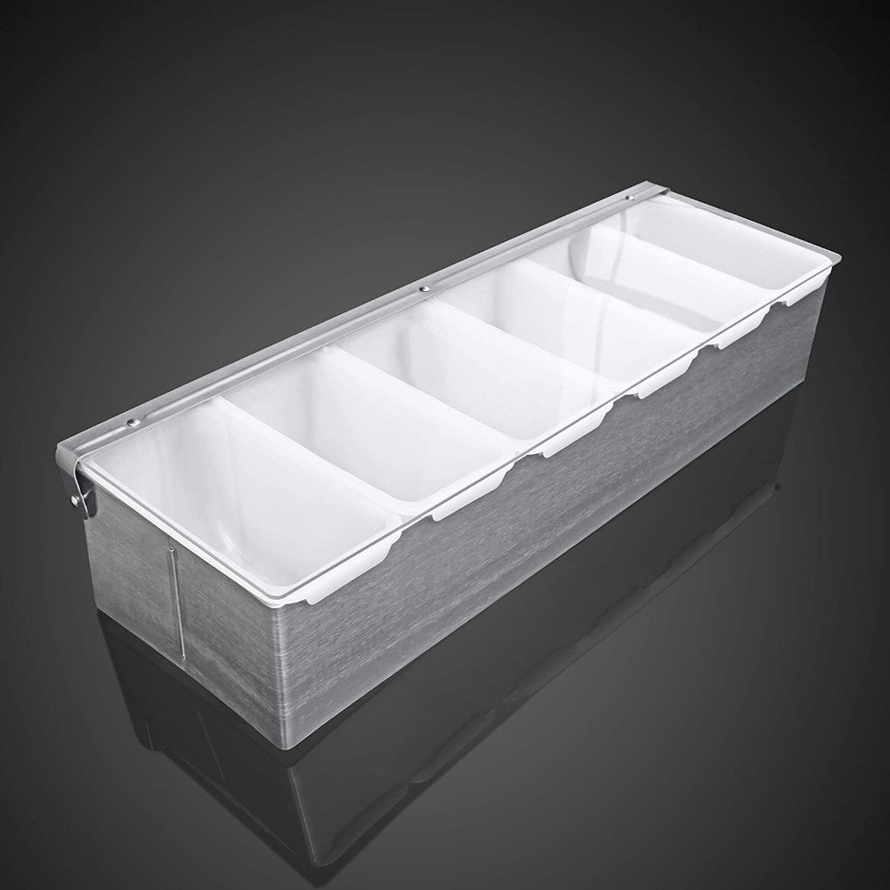 Stainless Steel Condiment Dispenser With 6 Compartments Stainless Steel Condiment Dispenser with 6 Compartments