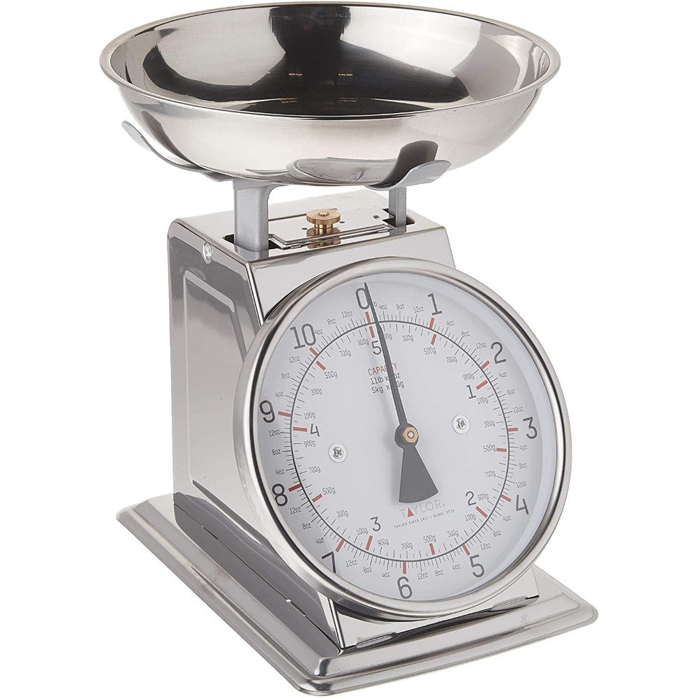 Taylor Stainless Steel Analog Kitchen Scale, 11 Lb. Capacity Taylor Stainless Steel Analog Kitchen Scale, 11 Lb. Capacity