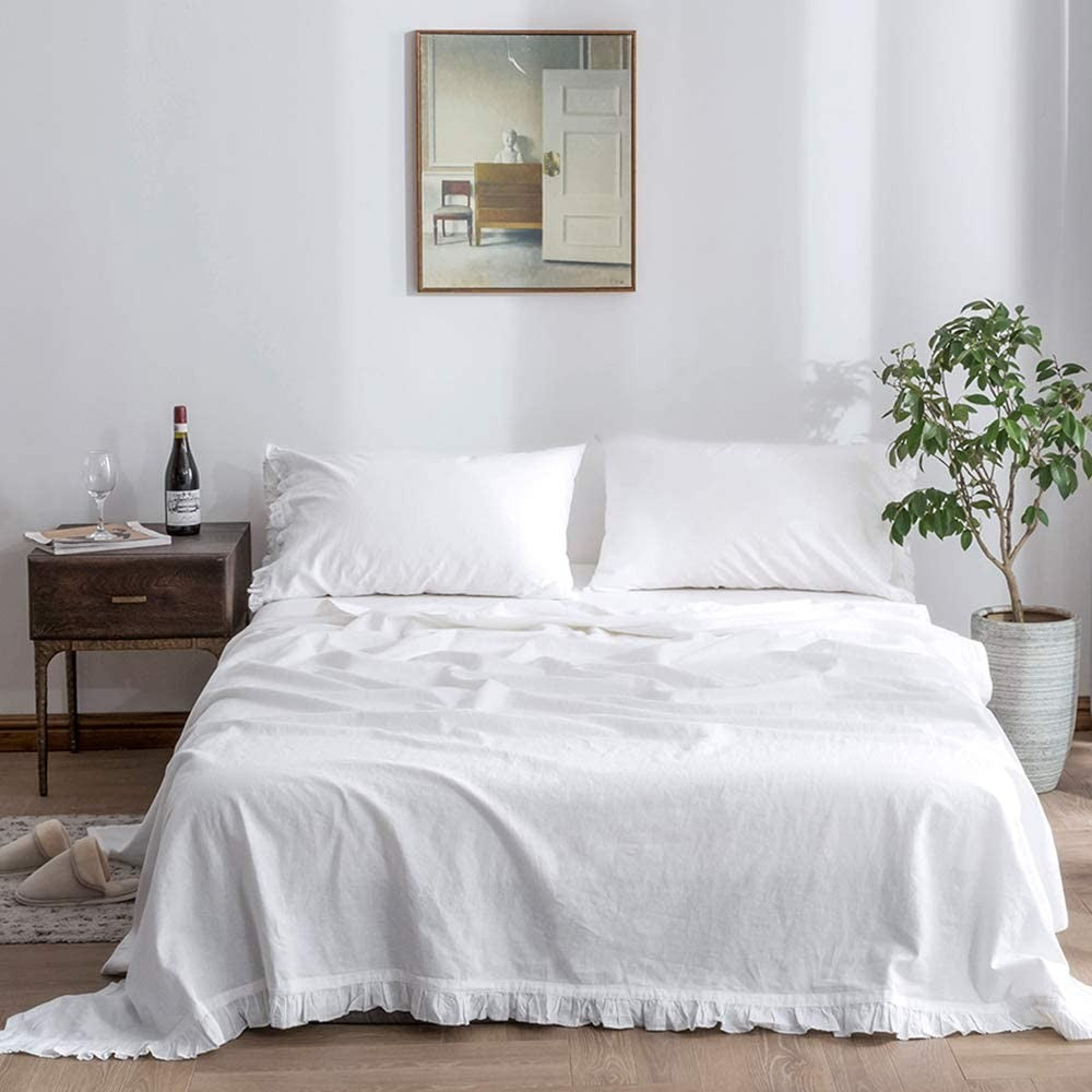 Linen Set (Set Includes Flat Sheets, Fitted Sheets, Pillow Cases), Color: Tan Or White
