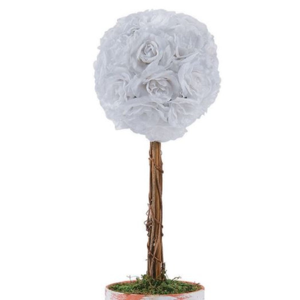 Seasonal And Event Decorations (Customised) WHITE ROSE TOPIARY CENTERPIECE