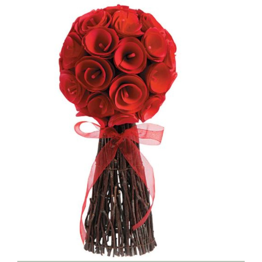 Seasonal And Event Decorations (Customised) RED ROSE TOPIARY CENTERPIECE