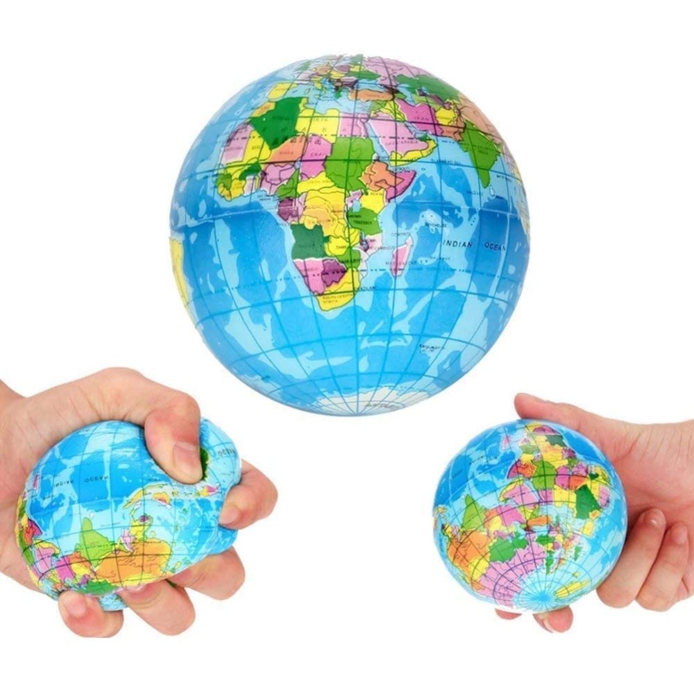 Koogel 3" Globe Squeeze Stress Balls (24 Pack) Earth Ball Stress Relief Toys Therapeutic Educational Balls Bulk