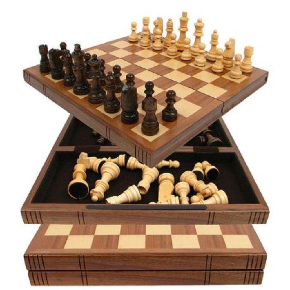 7820-Ca-006-0002, Game, Board, Customized Chess Board Walnut Book Chess Board Walnut Book Style with Staunton Chessmen - TagTorch