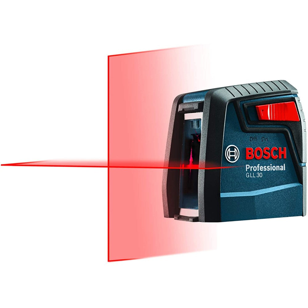 Bosch Self-Leveling 30-Ft Red Self-Leveling Cross-Line Chalkline Laser Level With Plumb Points GLL 30