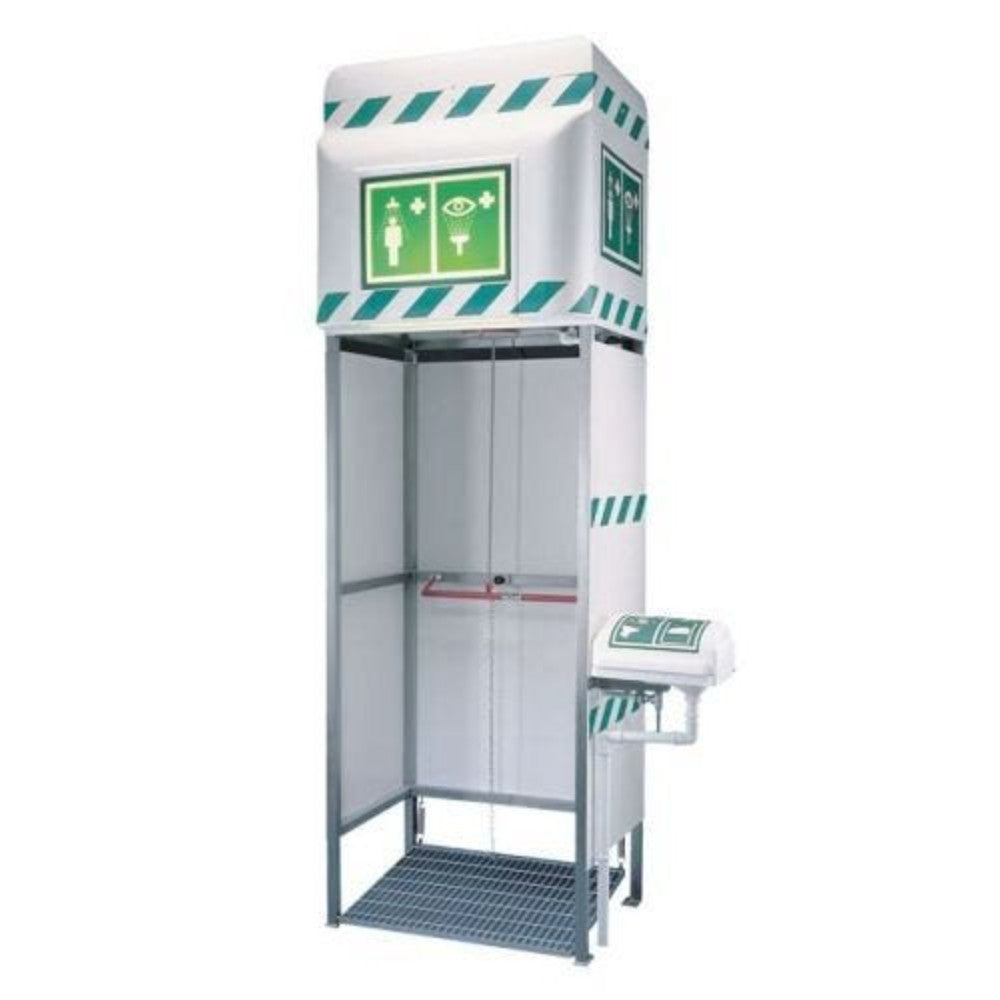Shower Assembly, Decontaminating, Galvanized Steel, 350 Liters, Hdpe, White, 60.6 X 34.6 X 128.1 Inches EXP-J-14K/350-GALV