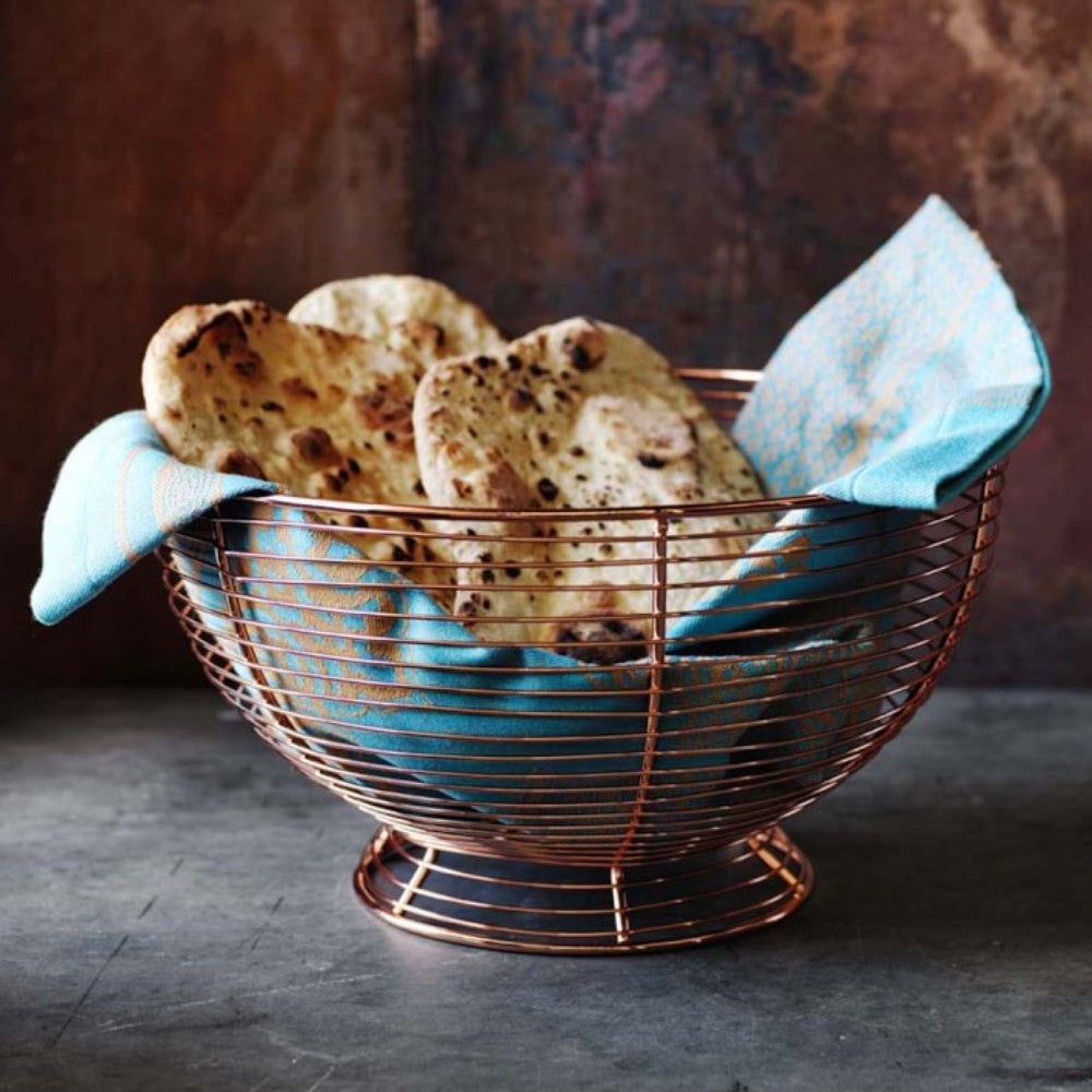 Copper Wire Fruit Basket-11" Diam., 6" High Material Iron With Copper Finish