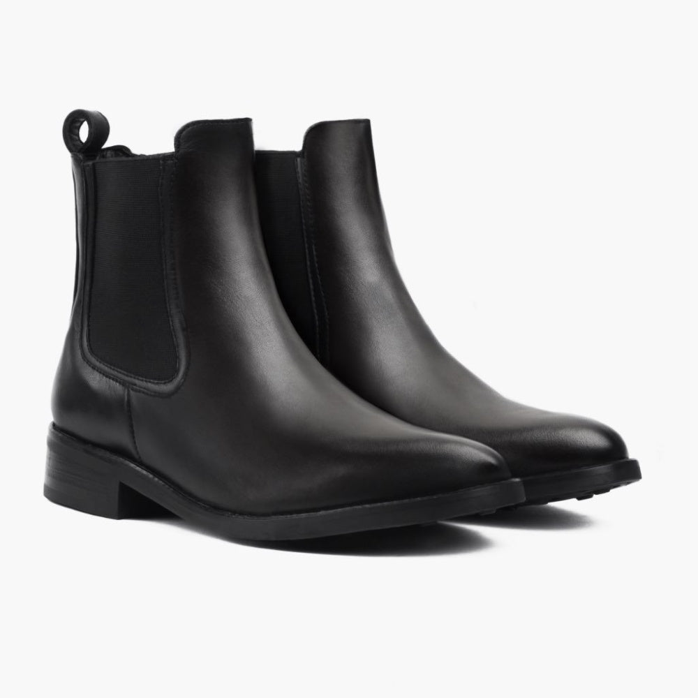 Boots, Women’S, Chelsea, Leather, Black, Size 8 DUCHESS