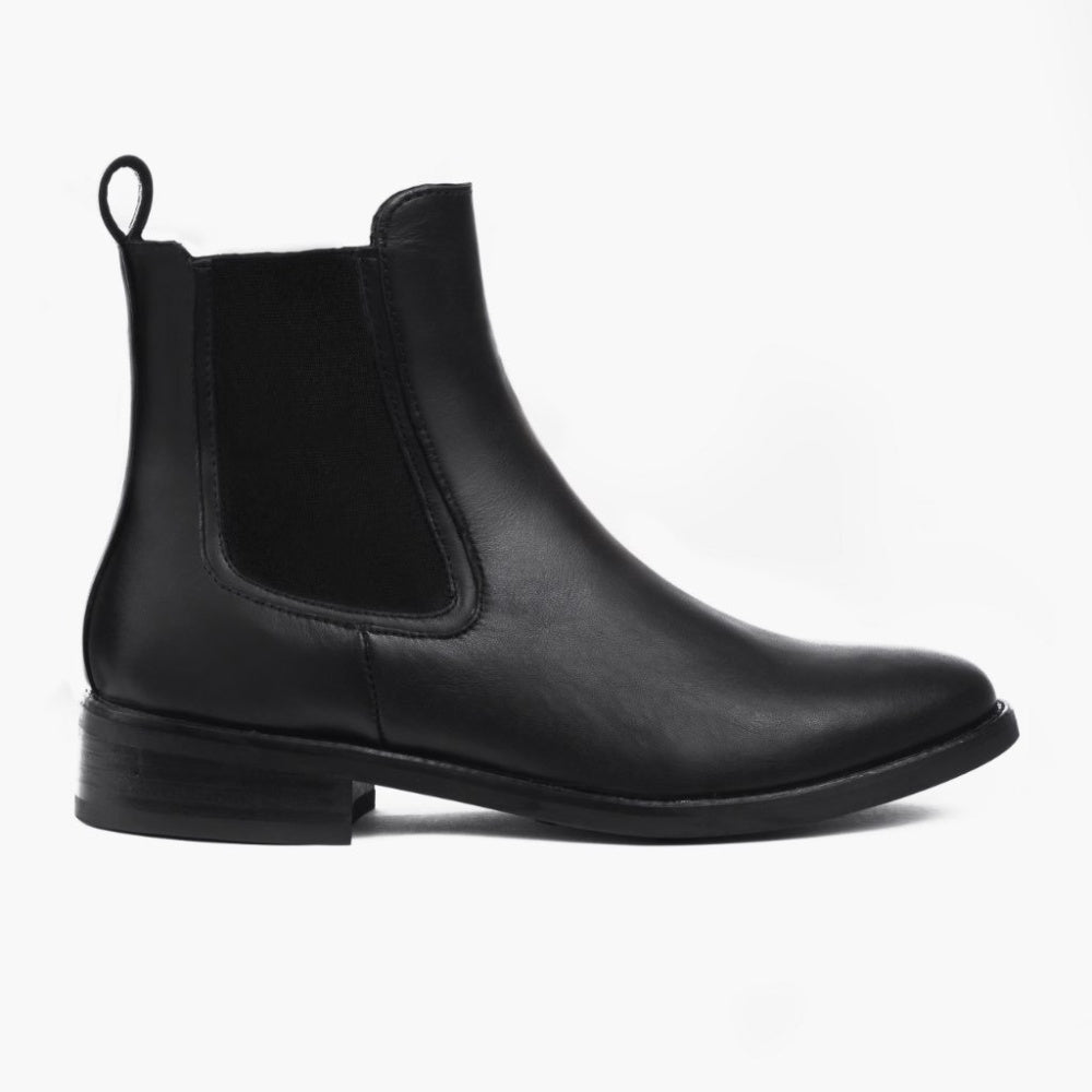 Boots, Women’S, Chelsea, Leather, Black, Size 8 DUCHESS