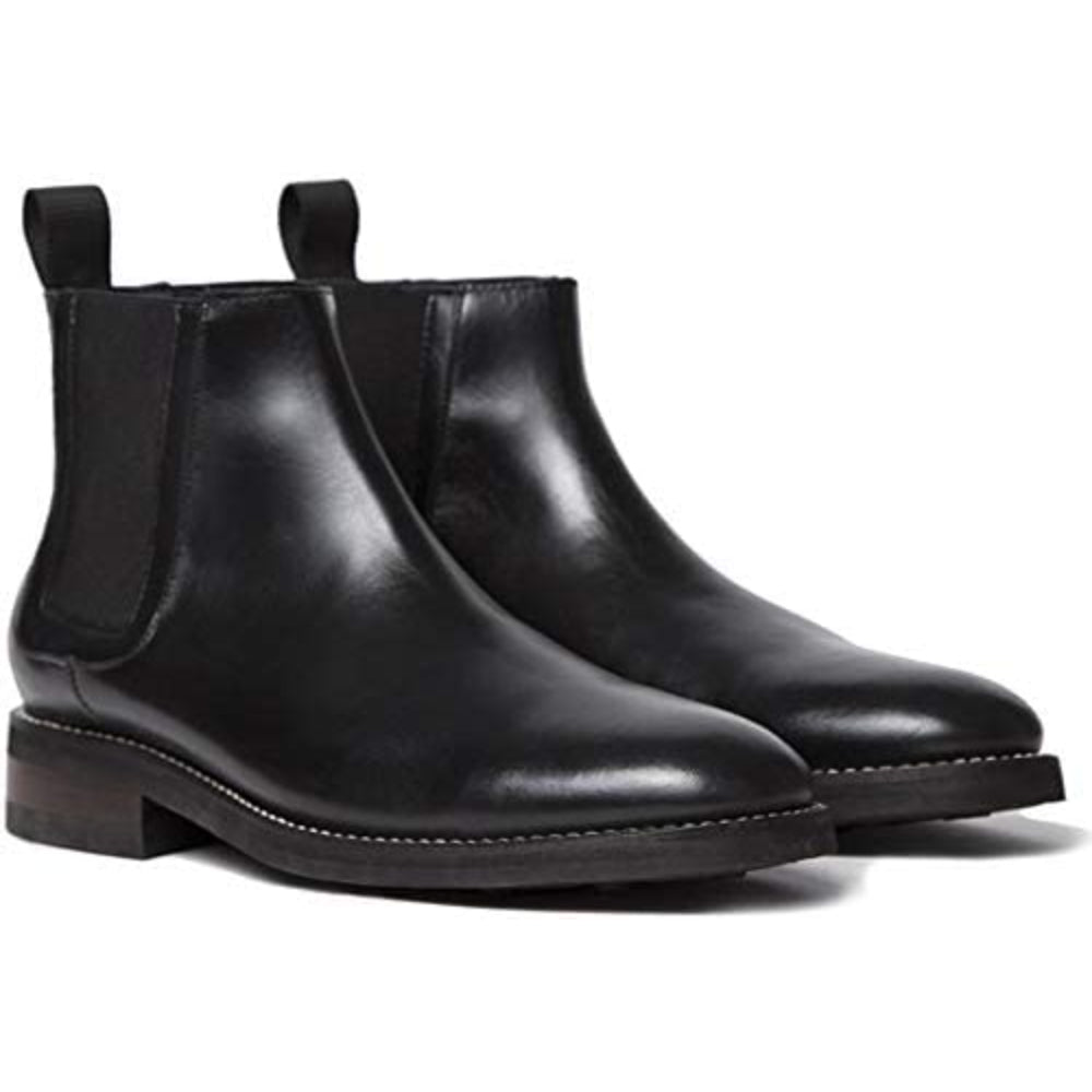 Boots, Mens, Chelsea, Leather, Black, Size 9 DUKE