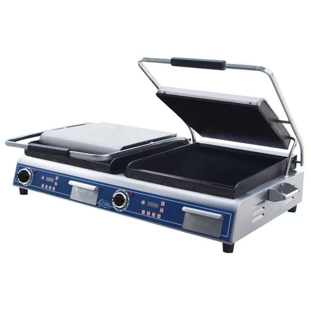 Globe 14" Dual Cast Iron Sandwich Grill Smooth GSGDUE14D