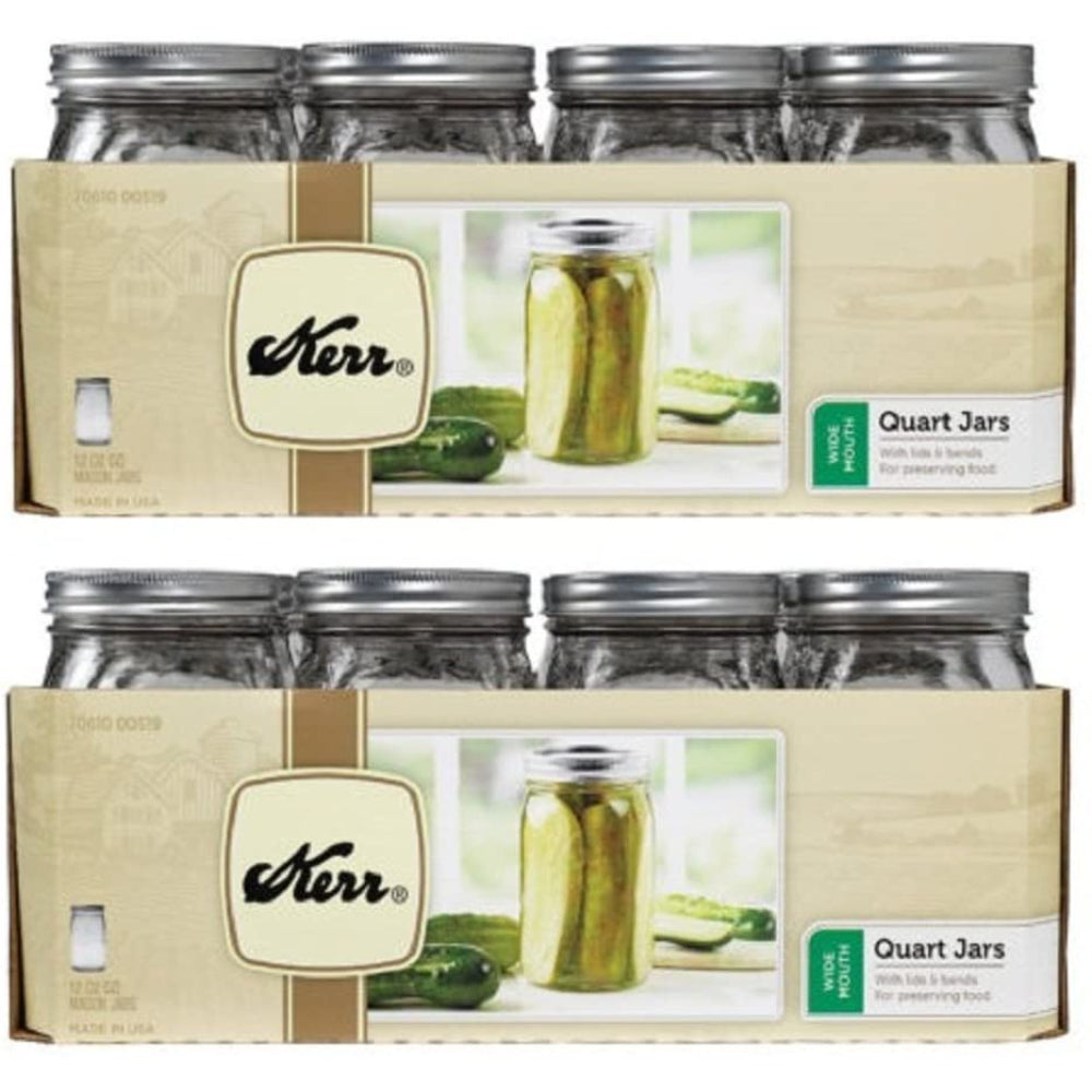 Kerr Wide Mouth Quart Glass Preserving Jars 32oz (2 Pack) Made in USA SPAUSD24350